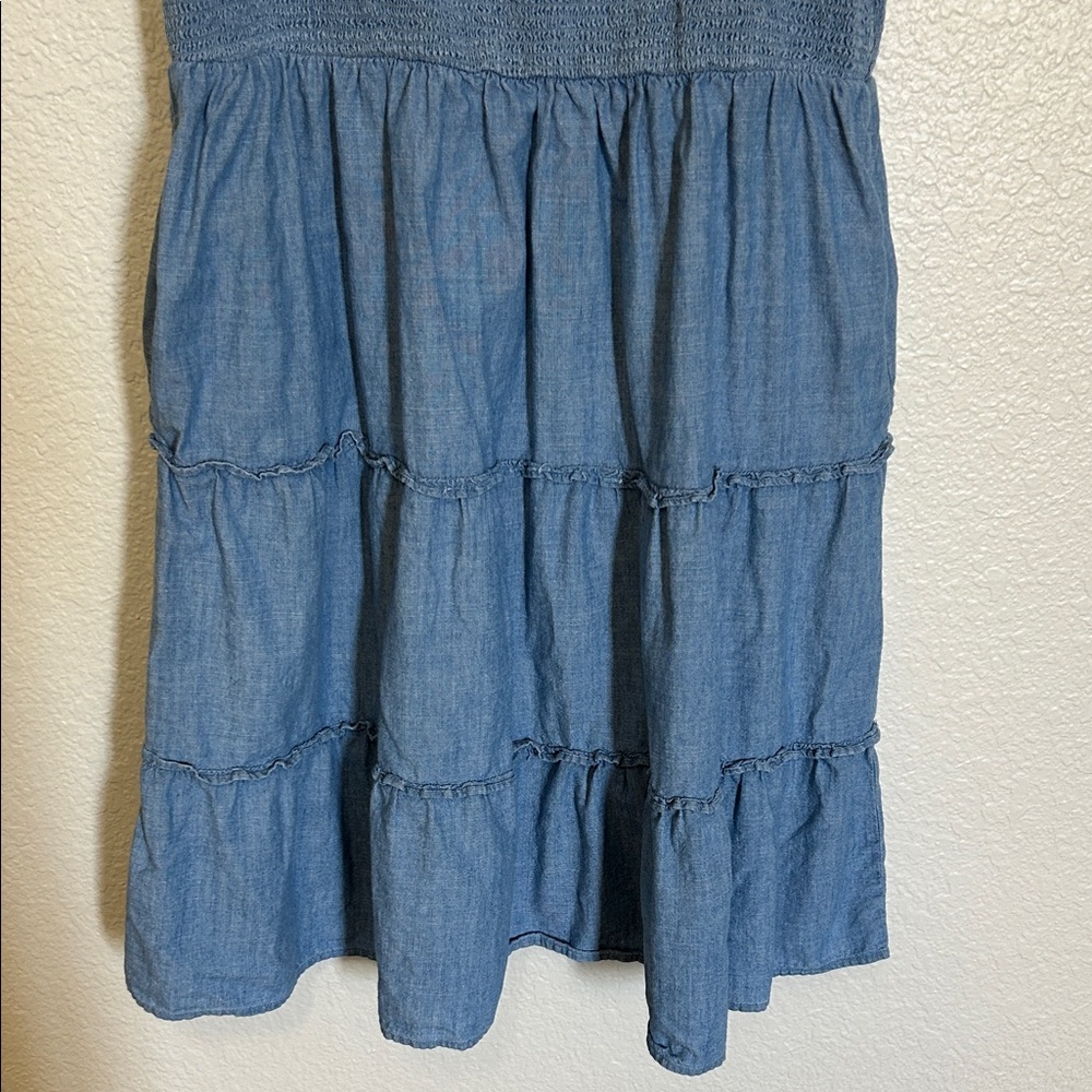 J. Crew Factory Chambray Smocked Casual Dress - Picture 6 of 7